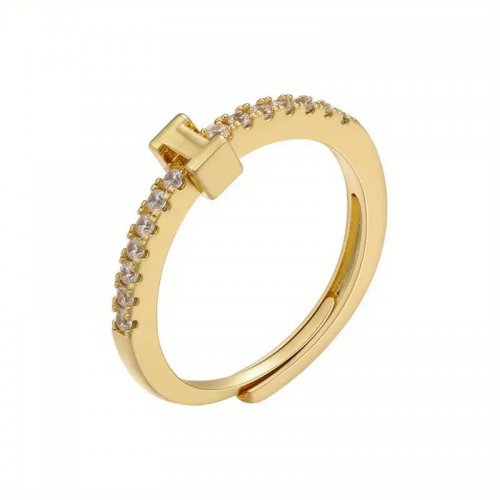 Inel femei placat cu aur 14k  Zirconia Cristal litera I