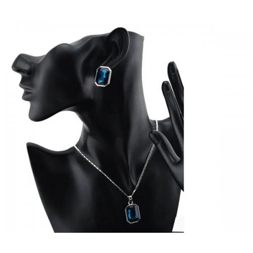 Set argint femei cu elemente SW Saphir Big Green Royal Set argint femei cu elemente SW Saphir Big Green Royal