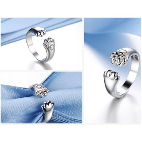 Inel din argint cu aur alb Picioruse de catelus sau pisica Inel din argint cu aur alb Picioruse de catelus sau pisica