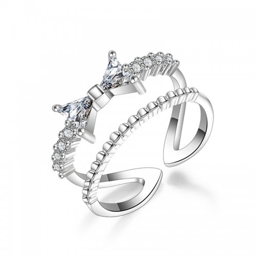 Inel argint cu aur alb White Fashion cu Elemente Swarovski